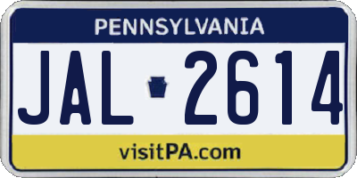 PA license plate JAL2614