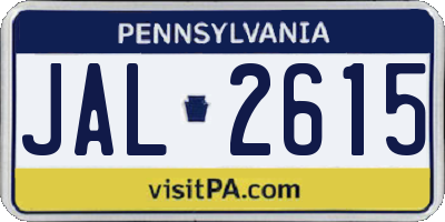 PA license plate JAL2615