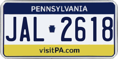 PA license plate JAL2618