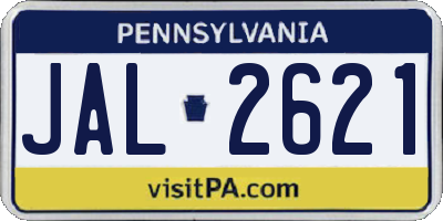 PA license plate JAL2621