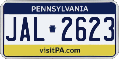 PA license plate JAL2623