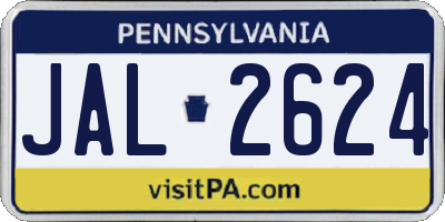 PA license plate JAL2624