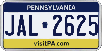 PA license plate JAL2625