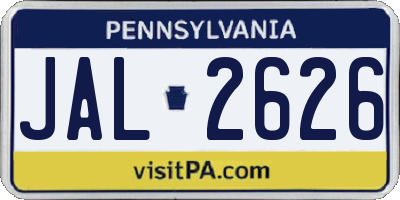 PA license plate JAL2626