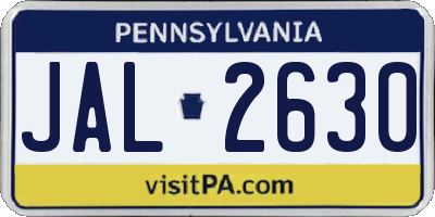 PA license plate JAL2630