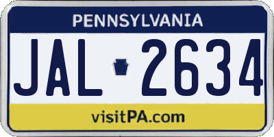 PA license plate JAL2634