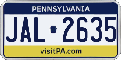 PA license plate JAL2635