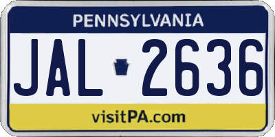 PA license plate JAL2636