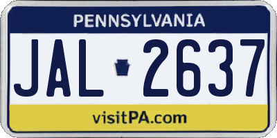 PA license plate JAL2637