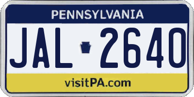 PA license plate JAL2640