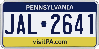 PA license plate JAL2641