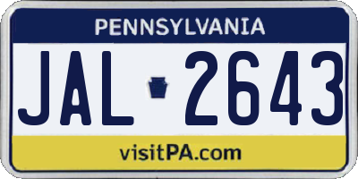 PA license plate JAL2643