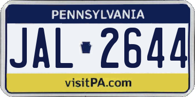 PA license plate JAL2644