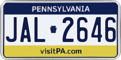 PA license plate JAL2646