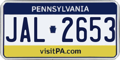 PA license plate JAL2653