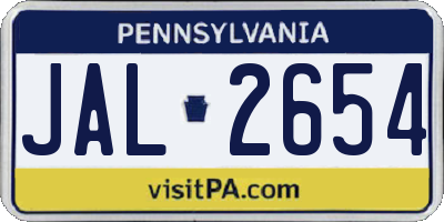 PA license plate JAL2654