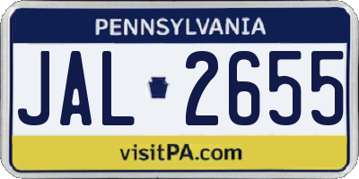 PA license plate JAL2655