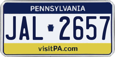 PA license plate JAL2657