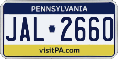 PA license plate JAL2660