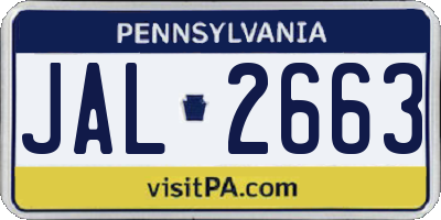 PA license plate JAL2663