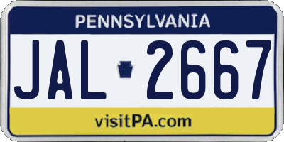 PA license plate JAL2667