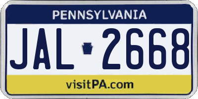 PA license plate JAL2668