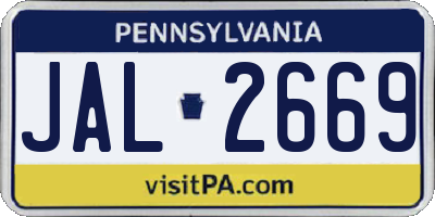 PA license plate JAL2669