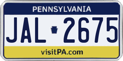 PA license plate JAL2675