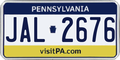 PA license plate JAL2676