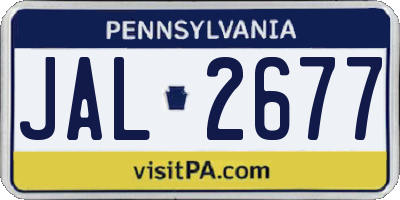 PA license plate JAL2677