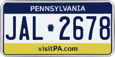 PA license plate JAL2678