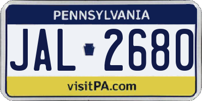 PA license plate JAL2680