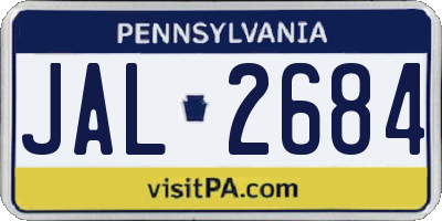 PA license plate JAL2684