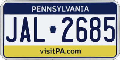 PA license plate JAL2685