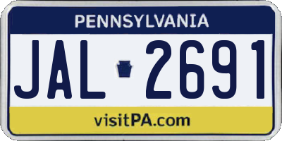 PA license plate JAL2691