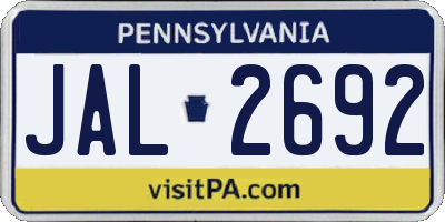 PA license plate JAL2692