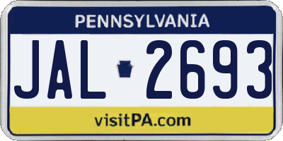 PA license plate JAL2693