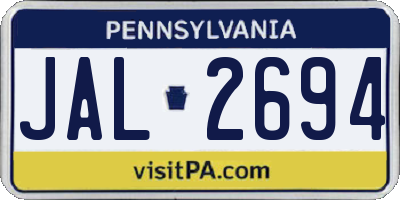 PA license plate JAL2694