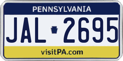 PA license plate JAL2695