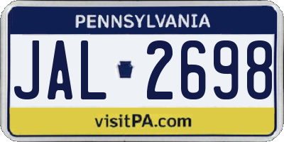 PA license plate JAL2698