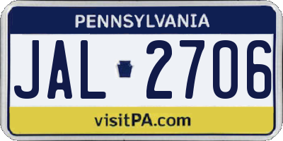 PA license plate JAL2706