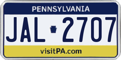 PA license plate JAL2707