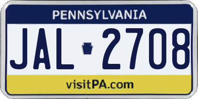 PA license plate JAL2708