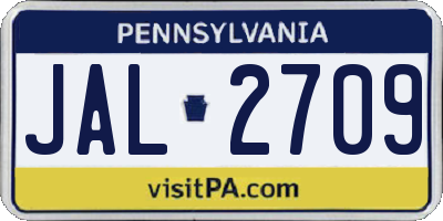 PA license plate JAL2709