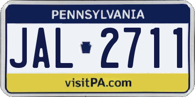 PA license plate JAL2711