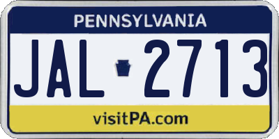 PA license plate JAL2713