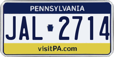 PA license plate JAL2714