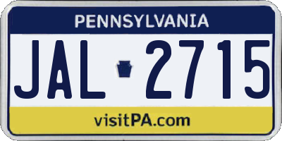 PA license plate JAL2715