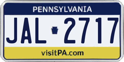 PA license plate JAL2717