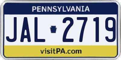 PA license plate JAL2719